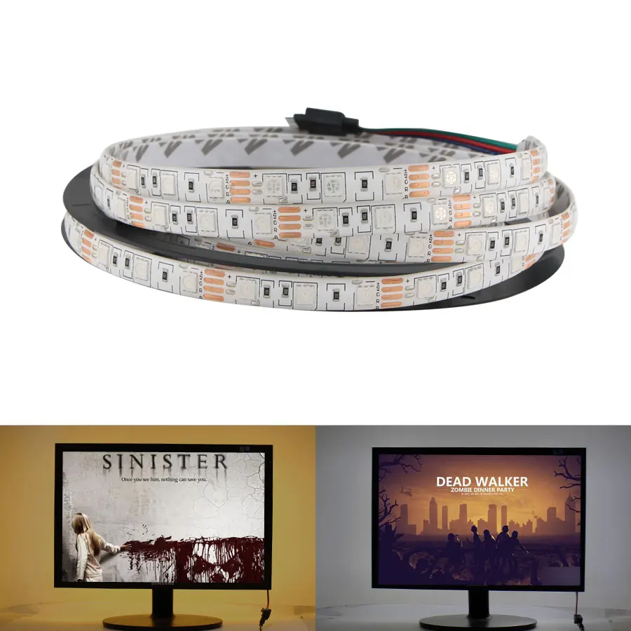 AC DC 12 В светодиодный RGB ленточный светильник 60 s/m 5 м SMD 5050 водонепроницаемый Fiexble