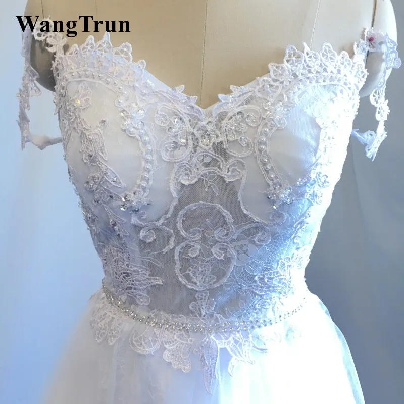 Boho Sexy Illusion Bodice Pearls Lace Appliqued Wedding Dress Backless A Line Beach Bridal Gowns robe mariage | Свадьбы и торжества