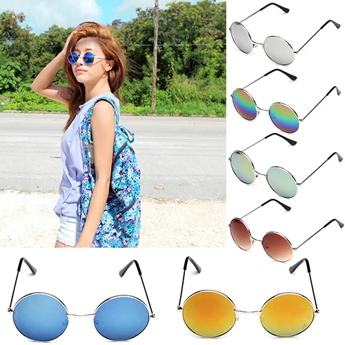 Оптовая продажа мужские и женские винтажные круглые очки с зеркальными линзами в