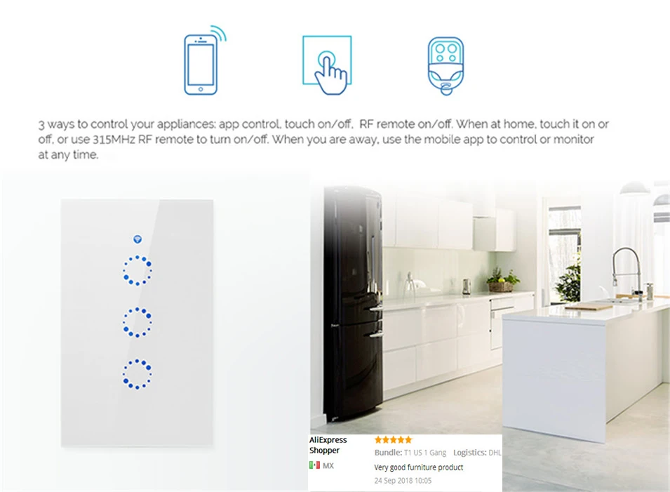 ITEAD Sonoff T1 стандарта ЕС, США, Великобритании Smart WiFi RF/приложение/сенсорный экран Управление настенный светильник Переключатель 1/2/3 настенный сенсорный выключатель Панель умный дом