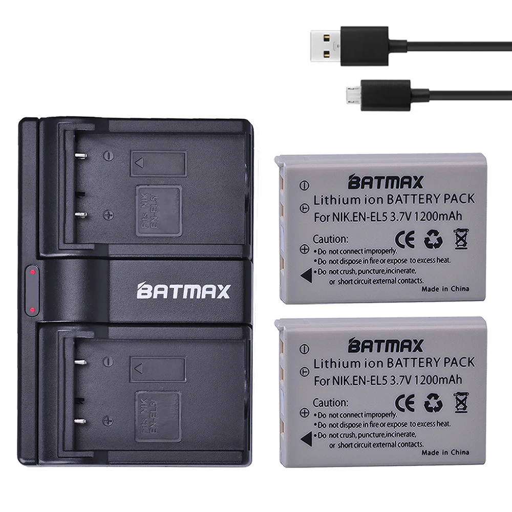 2 шт. литий ионные аккумуляторы и зарядное устройство с двумя USB портами для