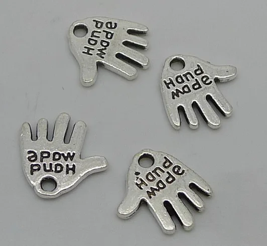 

50 шт.-подвески для рук, Подвески ручной работы из античного серебра, двухсторонние Подвески для изготовления ювелирных изделий 12x13 мм