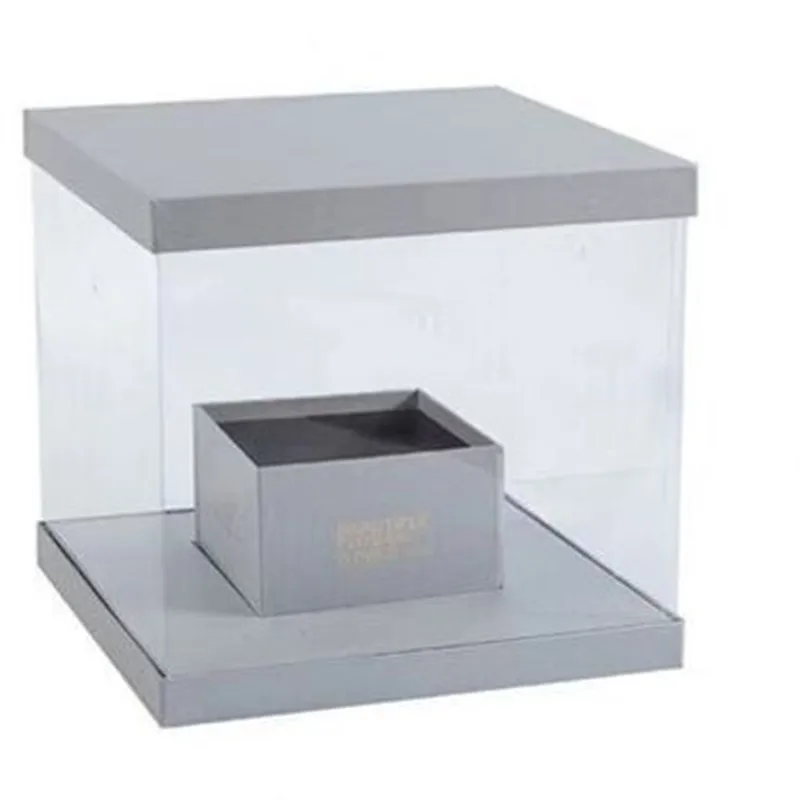 Fashionable grey 1 шт. 30x30x3,5 см Корейская ручная прозрачная полипропиленовая Подарочная коробка высокого класса квадратная ПВХ прозрачная ручная упаковка для букета - Цвет: Fashionable grey