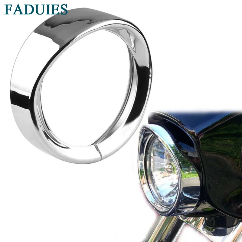 

FADUIES Motorcycle Chrome 7" Headlight French Trim Ring For Harley 83-13 Touring bikes, 12-14 FLD, 94-14 FLHR, 86-14-FLST Models