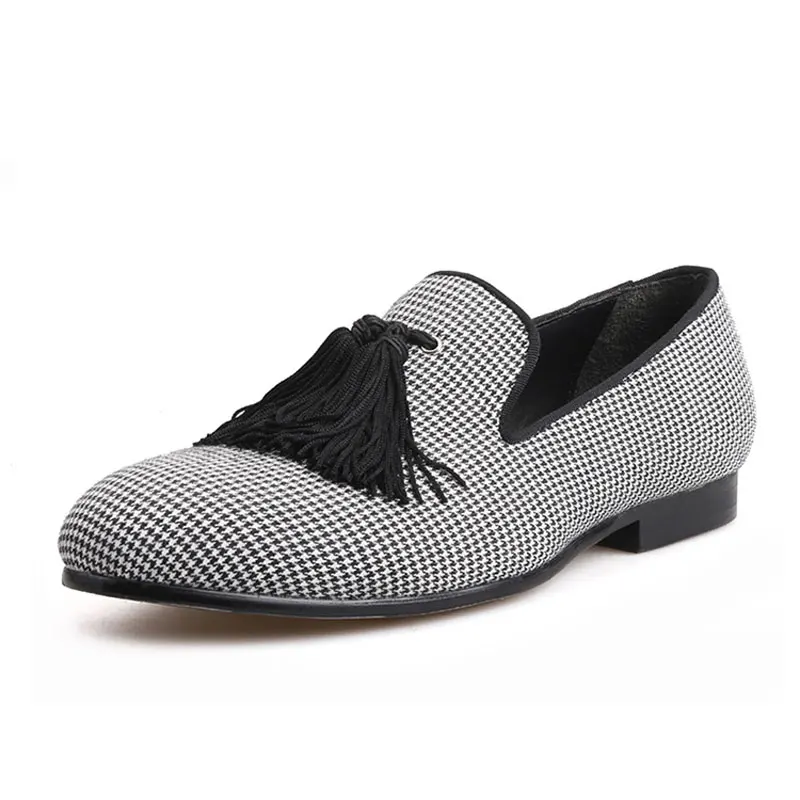 Новое поступление сезон осень мужские лоферы в клетку с принтом Hounds-Tooth Мужские