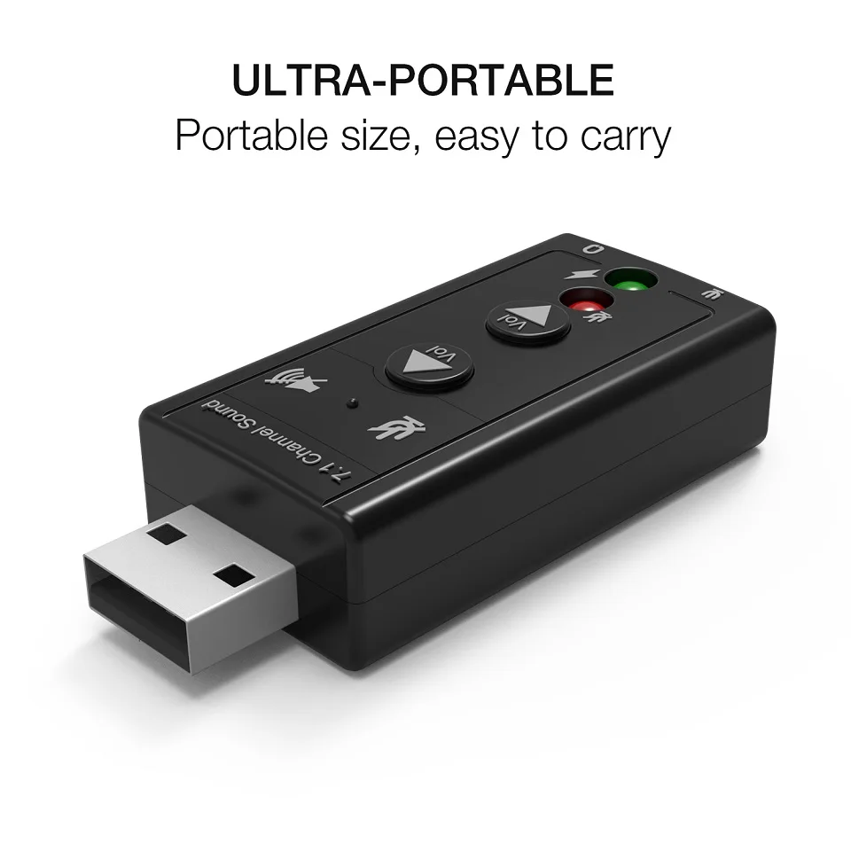 Звуковая карта USB 2 0 Внешний 7 1 канал 3D аудио мини адаптер + кнопочное управление и