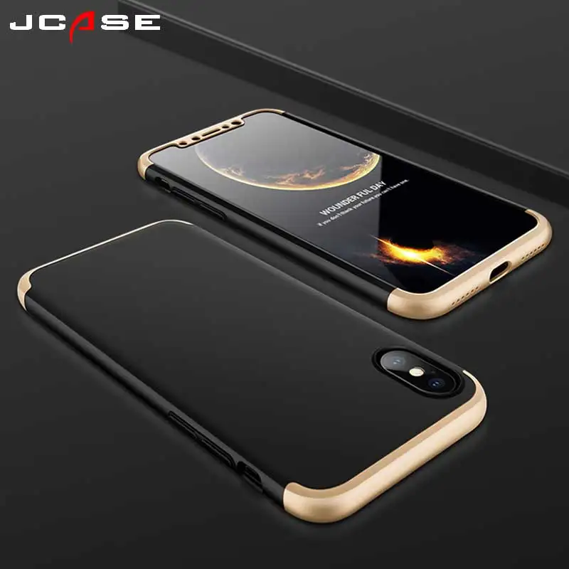 JCASE Жесткий ПК Прочный чехол для iPhone X 10 360 градусов Полная защита 3 в 1 Fundas Coque
