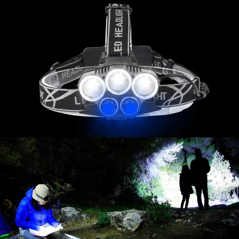 Супер яркий XML 3 * T6 2 LTS налобный фонарь 5LED головной свет 6 моделей лампа с 18650