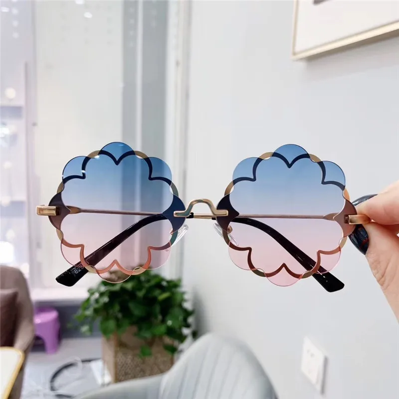Iboode новые детские солнцезащитные очки в форме цветка Gafas Детские UV400 детские солнцезащитные очки для девочек и мальчиков модные многоугольные Металлические оттенки