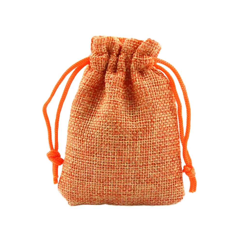 orange 5 шт. рождественские льняные джутовые подарочные мешочки на шнурке, мешочки для свадьбы, дня рождения, вечеринки, подарочные мешочки на шнурке, принадлежности для детского душа - Цвет: orange
