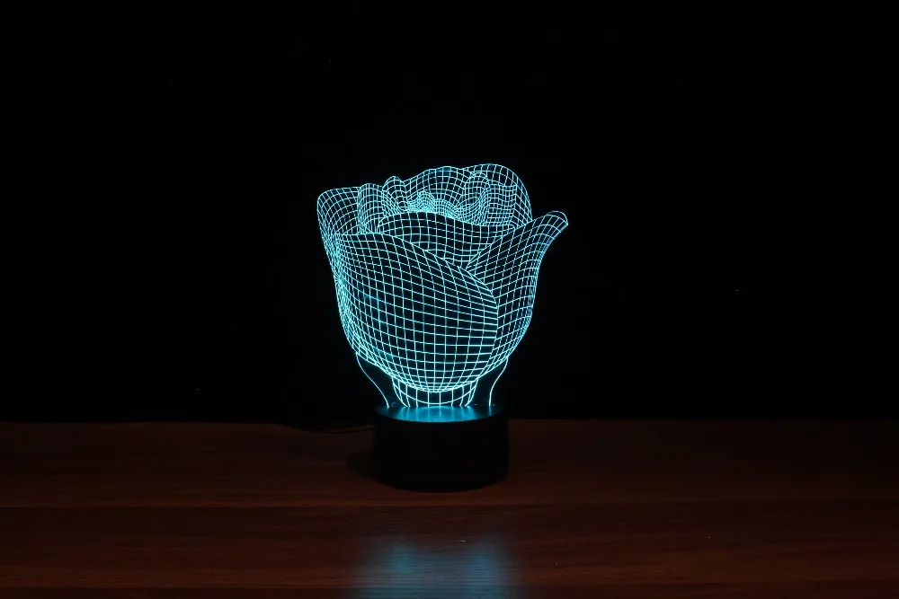 Светодиодная лампа с оптической иллюзией 3d в форме розы/настольная