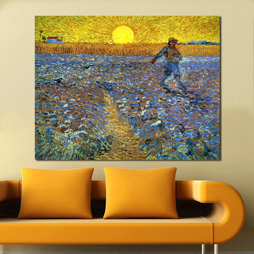 JQHYART меч с закатывающимся солнечным пейзажем от Винсента Ван Гога принт