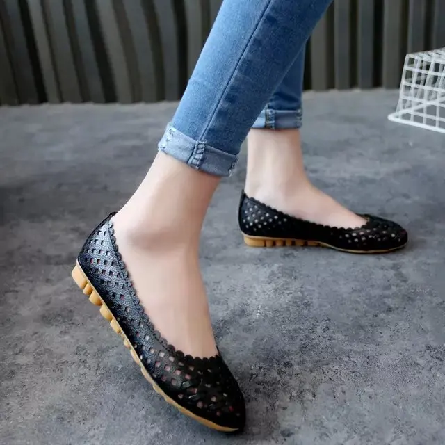 2019 г. Летние Стильные женские балетки на плоской подошве с круглым носком без