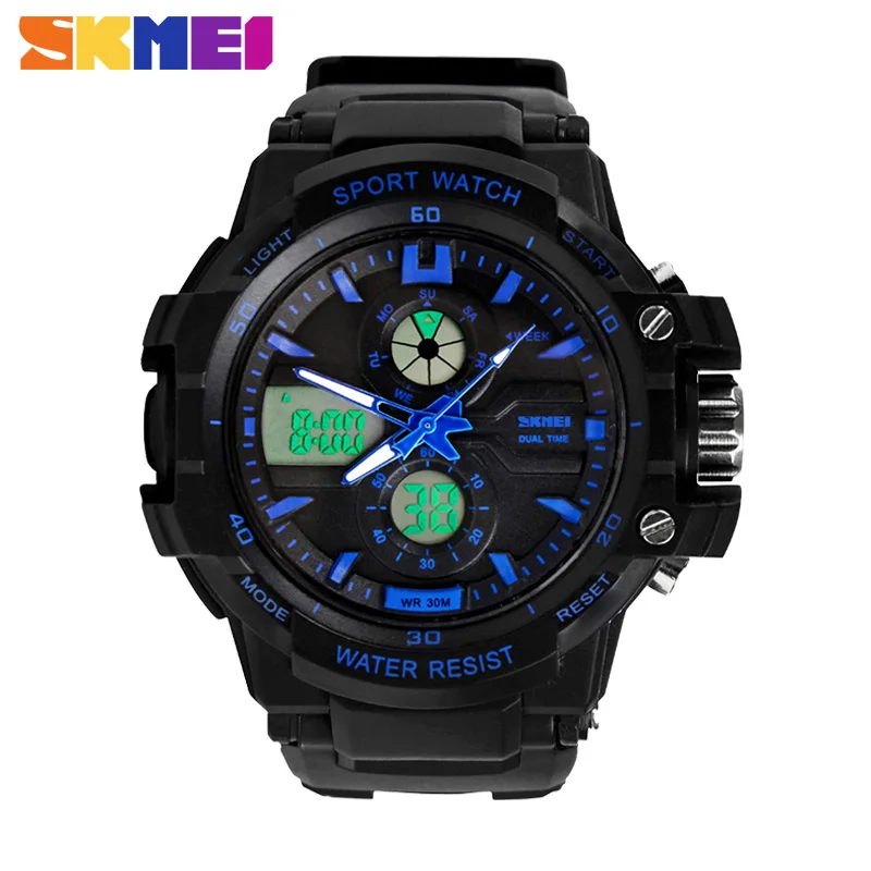 Waterproof Skmei Brand Sports Watch Men's Student High Quality Wristwatches Digital And Analog Military LED Watches 0990 | Наручные