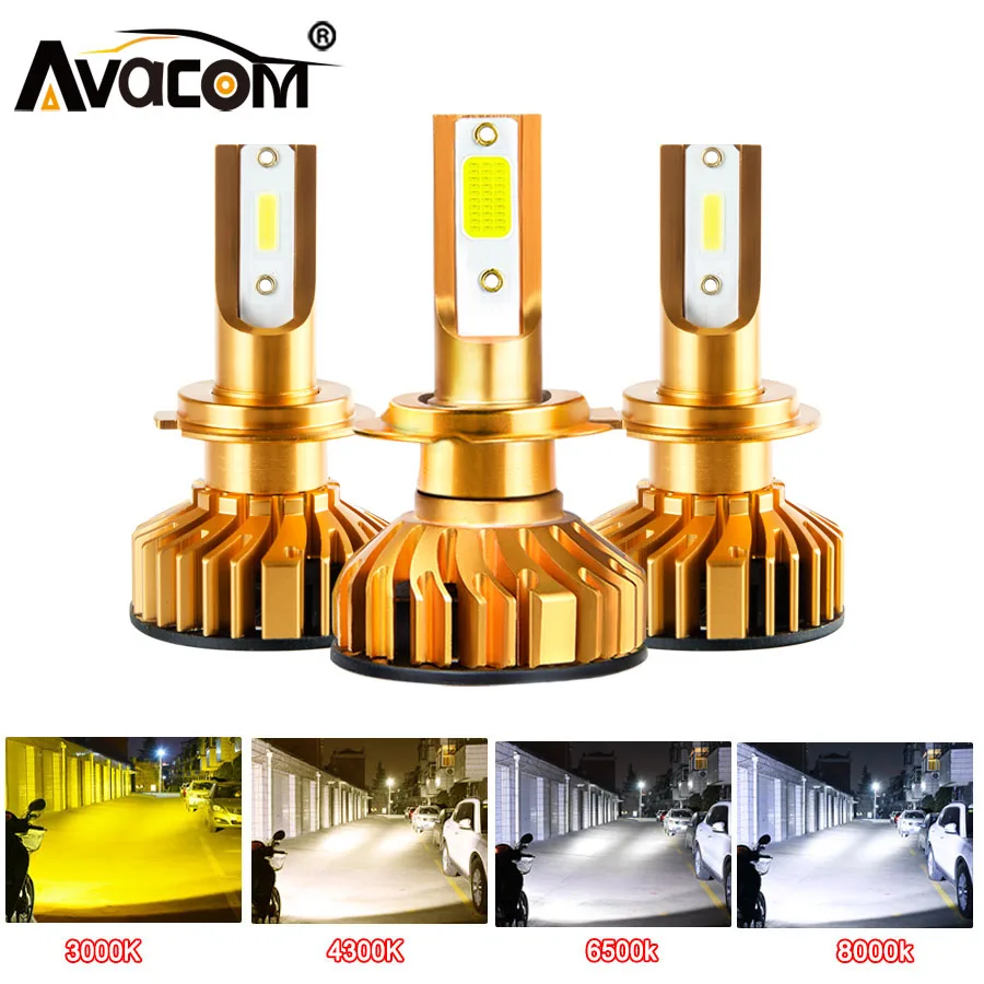 AVACOM мини Canbus lampada H4 H7 светодиодсветильник Автомобильная фара 12 В 4300 лм 6000K 8000K 9005 K