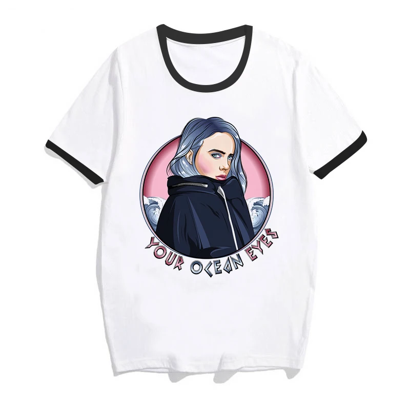 Футболка в стиле хип-хоп Billie Eilish, Повседневная футболка с круглым вырезом и коротким рукавом, летняя мужская и женская футболка, высокое качество, футболка, топ