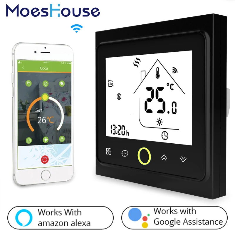 WiFi Thermostat Temperature Controller LCD Touch Screen Backlight for Electric Heating Works with Alexa Google Home 16A wifi temperature regulator heating thermostat digital lcd touch screen temperature controller thermoregulator with alexa home