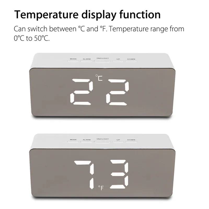 Digoo DG-DM1, беспроводной USB зеркальный светодиодный цифровой термометр, время, температура, ночной режим, огни, черный повтор, будильник, 2 типа