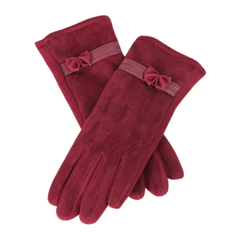 Перчатки женские зимние перчатки guantes 1 пара Новые модные зимние женские теплые перчатки для езды на велосипеде с бантом Mujer N1