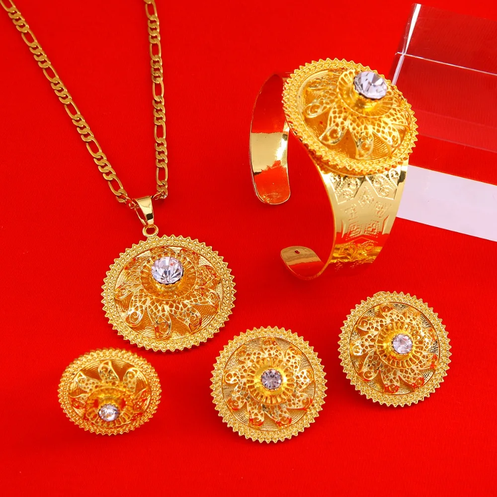 Комплект ювелирных изделий из колье серёг кольца и браслета|ethiopian jewelry set|sets