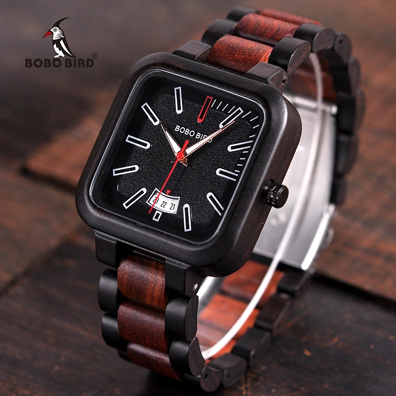 relogio masculino BOBO BIRD Wooden Watch Men New Luxury Design Quartz Watch Mens Great Gift Wristwatches in Wood Box V-R09
