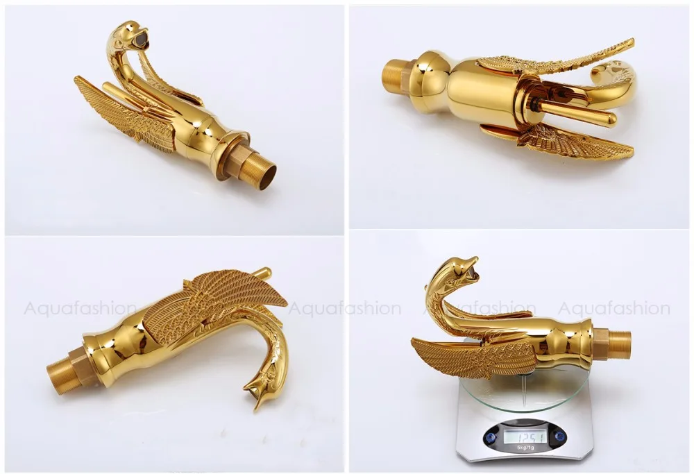 Смеситель в винтажном стиле Лебедь позолоченный смеситель для умывальника