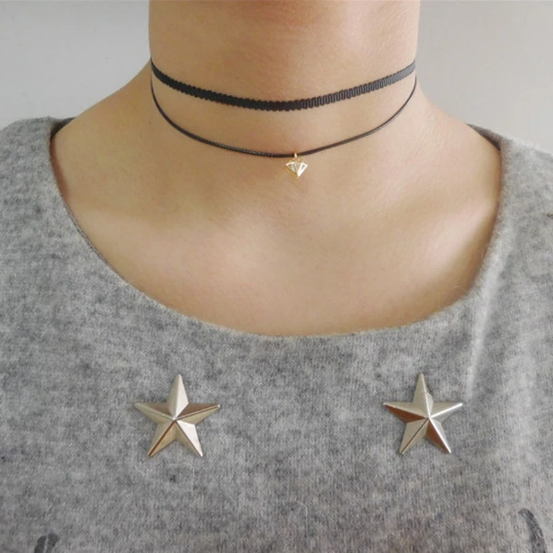 DANZE модные черные искусственная кожа небольшой кристалл claires кулон чокер цепочки