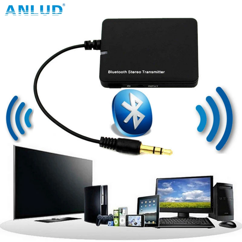 Anlud Mini Bluetooth Беспроводной передатчик музыка стерео ключ аудио адаптер 3.5 мм A2DP для