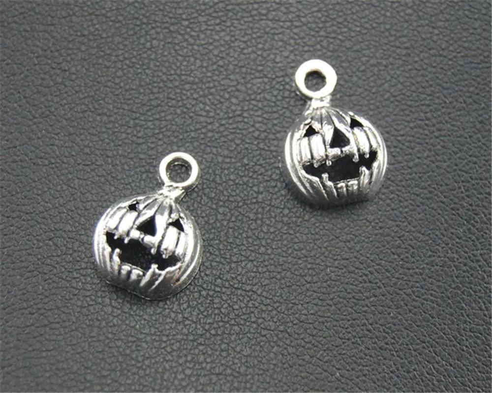 

50pcs Silver Color Pumpkin Charms Pendant DIY Necklace Bracelet Bangle Findings 9x14mm A1700