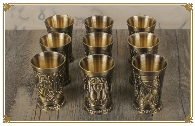 3 шт./партия египетский фараон MugMyth Ретро медная чашка бронзовая 3D рельеф винный ликер Спирит рюмка Клеопатра рамезская антикварная кружка