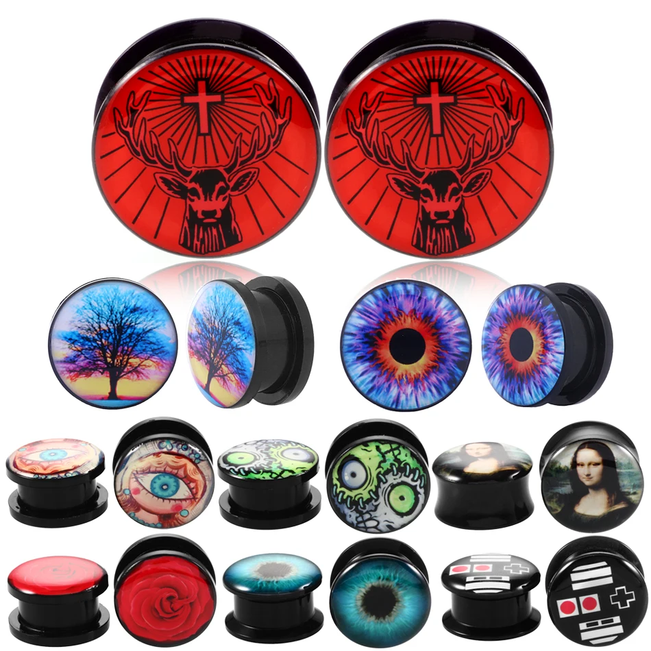 

Pair Acrylic Ear Plug and Tunnels Piercing Multiple Styles Screw Fit Ear Flesh Gauges Earring Stretcher Expander Piercing Jewlry