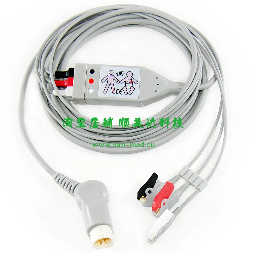 Совместимый ECG кабель для Philips HP Agilent монитор пациента 12 контактов 3 свинцовый