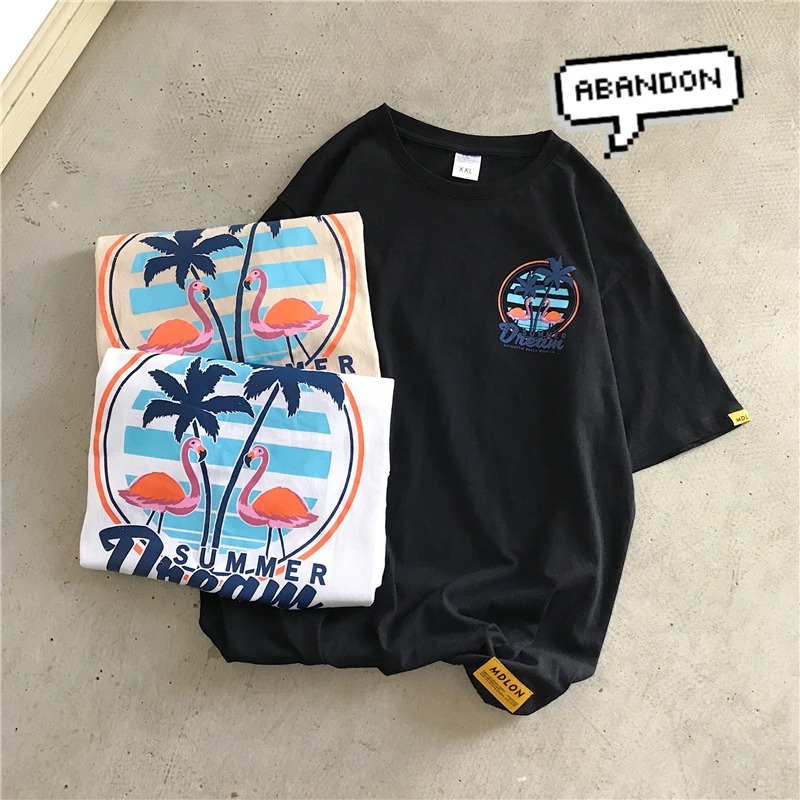 2019 новая весенняя и Летняя мужская футболка с коротким рукавом Пляжная принтом