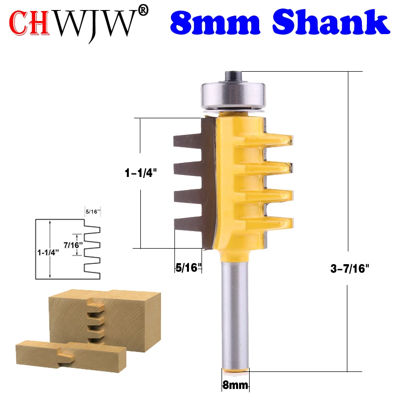 1PC 8mm Shank Rail and Stile Finger Joint Glue Router Bit Cone Tenon Woodwork Cutter Power Tools 3pcs 8mm shank big cabinet rail
