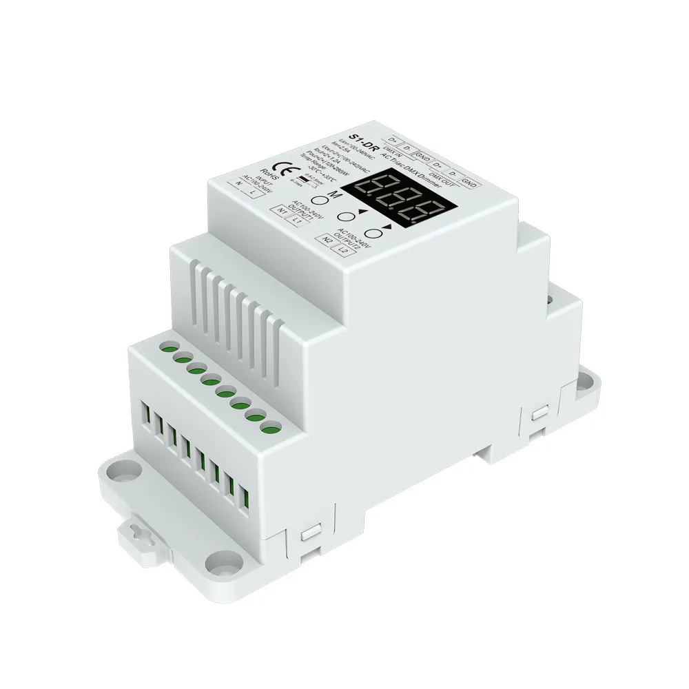 

Model #: S1-DR;AC Triac DMX512 dimmer, two channel output