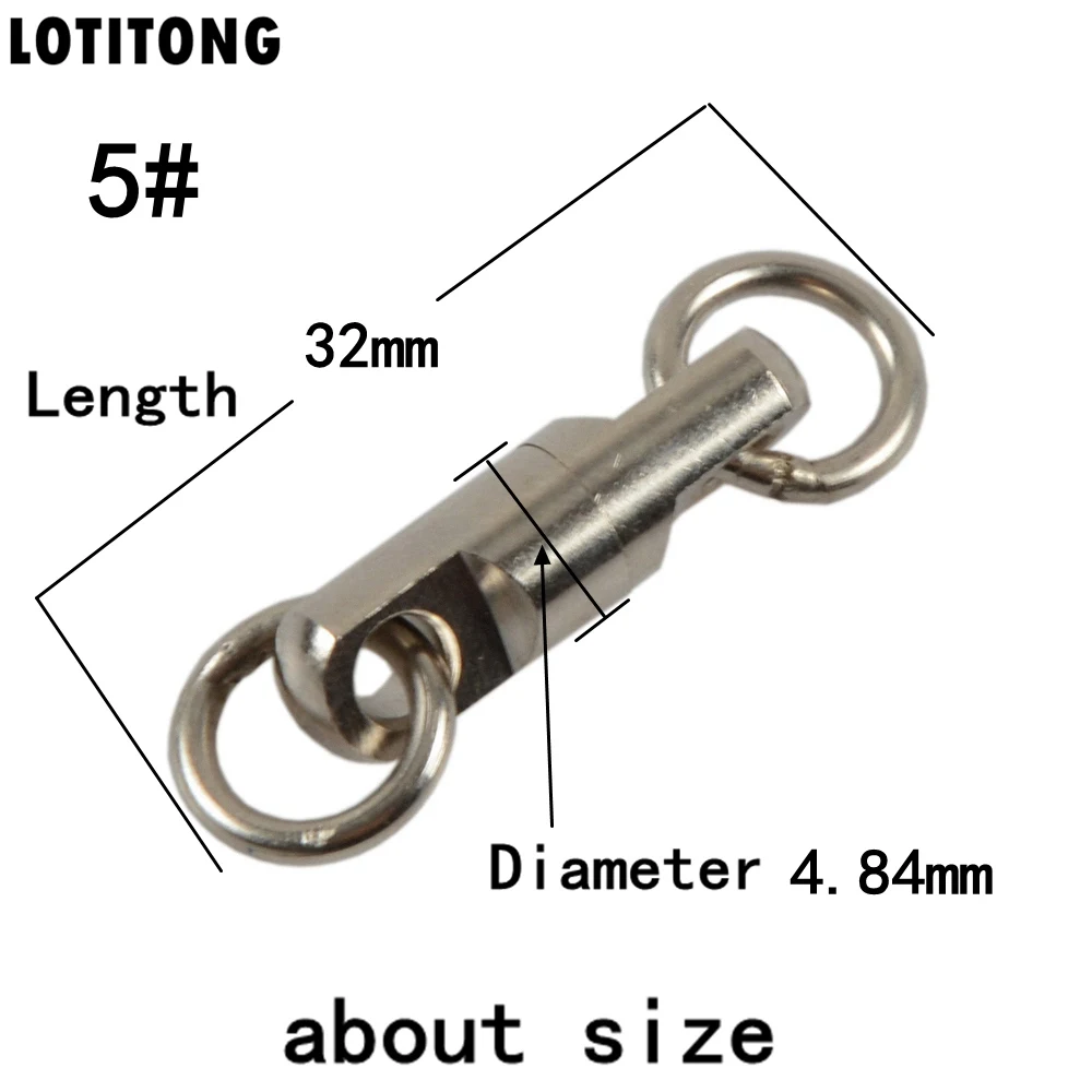 Size 5 Lotitong 10 шт./лот Нержавеющая сталь тип столбца вращающееся кольцо подшипника поворотной Рыбалка поворачивается Крюк Приманка Разъем рыбы Интимные аксессуары - Цвет: Size 5