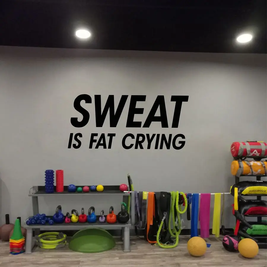 Виниловые наклейки на стену с положительными цитатами &quotSweat is Fat Crying&quot настенные
