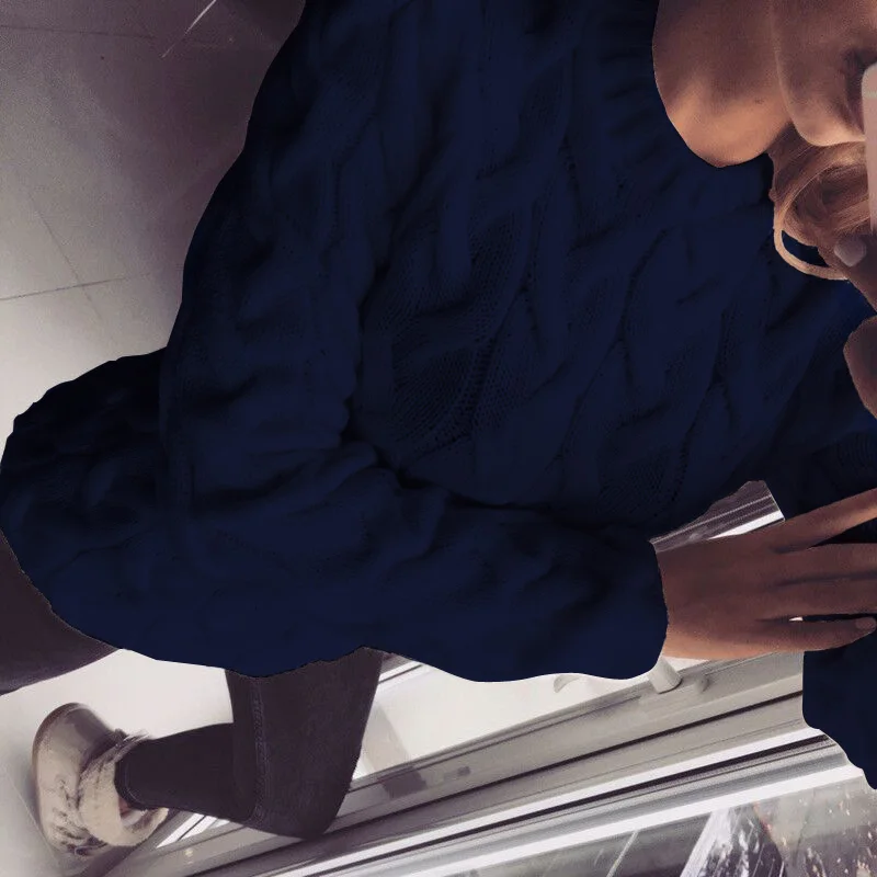 Женский вязаный свитер RUGOD разноцветный пуловер с длинным рукавом и круглым