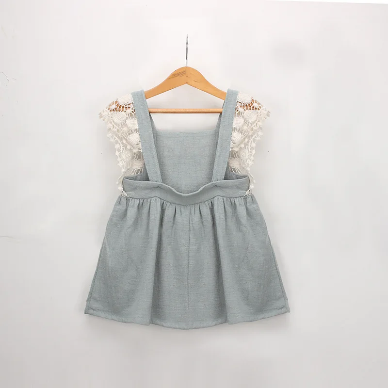 Детское хлопковое платье без рукавов с открытой спиной и вырезом лодочкой на