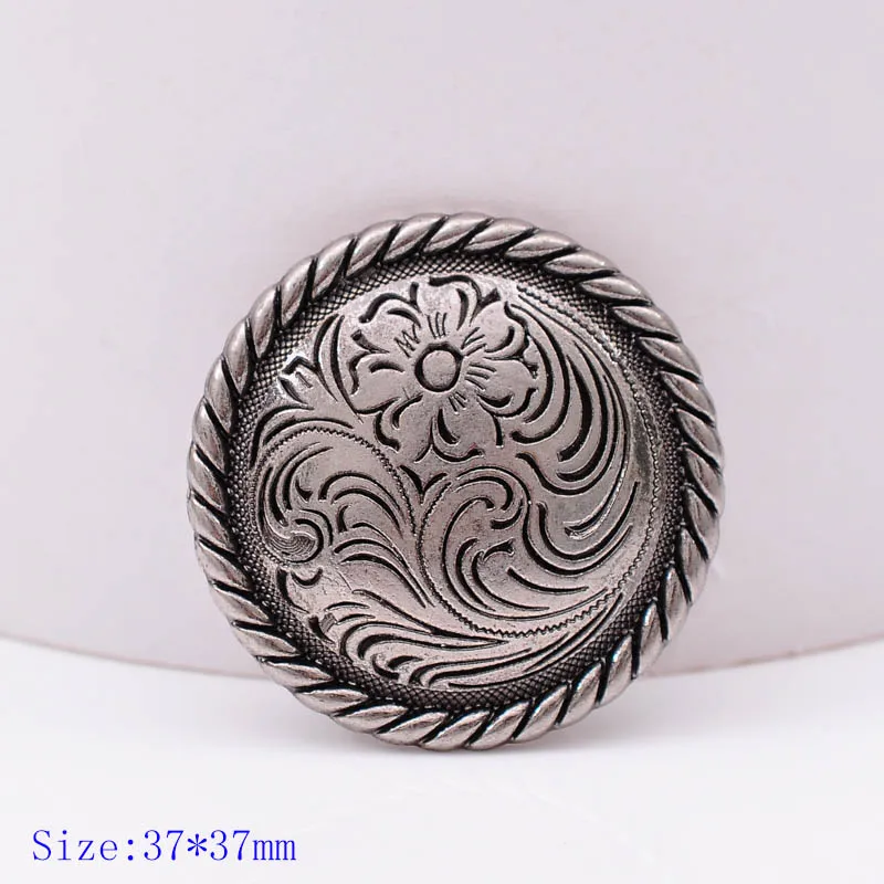 1-1/" 10X BLING Silver HEAVEY WESTERN Rose FLOWER гравировка кожевенное ремесло седла уздечка ремень CONCHOS Винт Назад - Цвет: Antique Silver