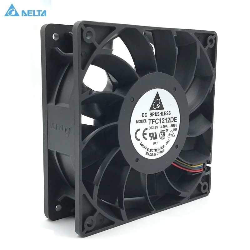 Delta Tfc1212de 12cm 12038 12v 3.9a 252cfm Ventilador Pwm para Minerador de Bitcoins Super Resfriamento Ventiladores e resfriadores
