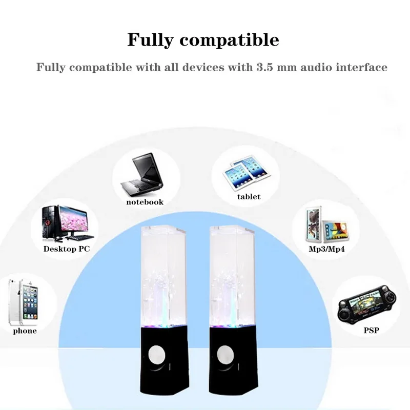Проводная Колонка Excelvan для танцев колонки Hi Fi стереодинамики со светодиодной