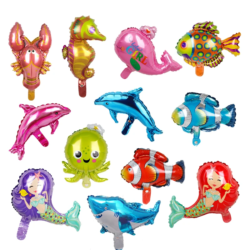 10 pièces Mini poulpe poisson homard océan animaux ballons en aluminium rempli d'air Globos Baby