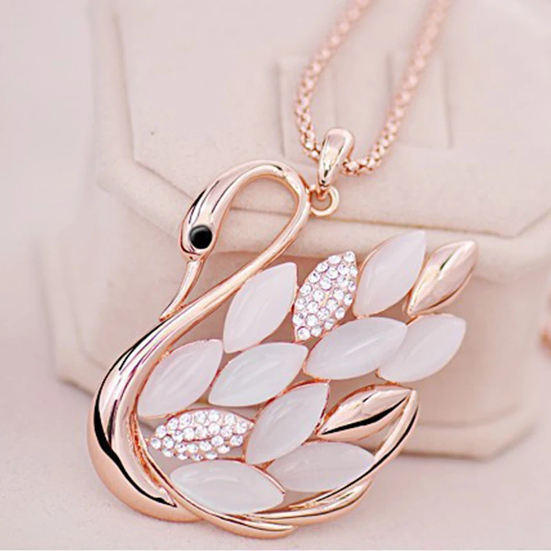 3 шт./лот полноценно Лебедь кристалл длинное ожерелье Модные Опал флэш горный