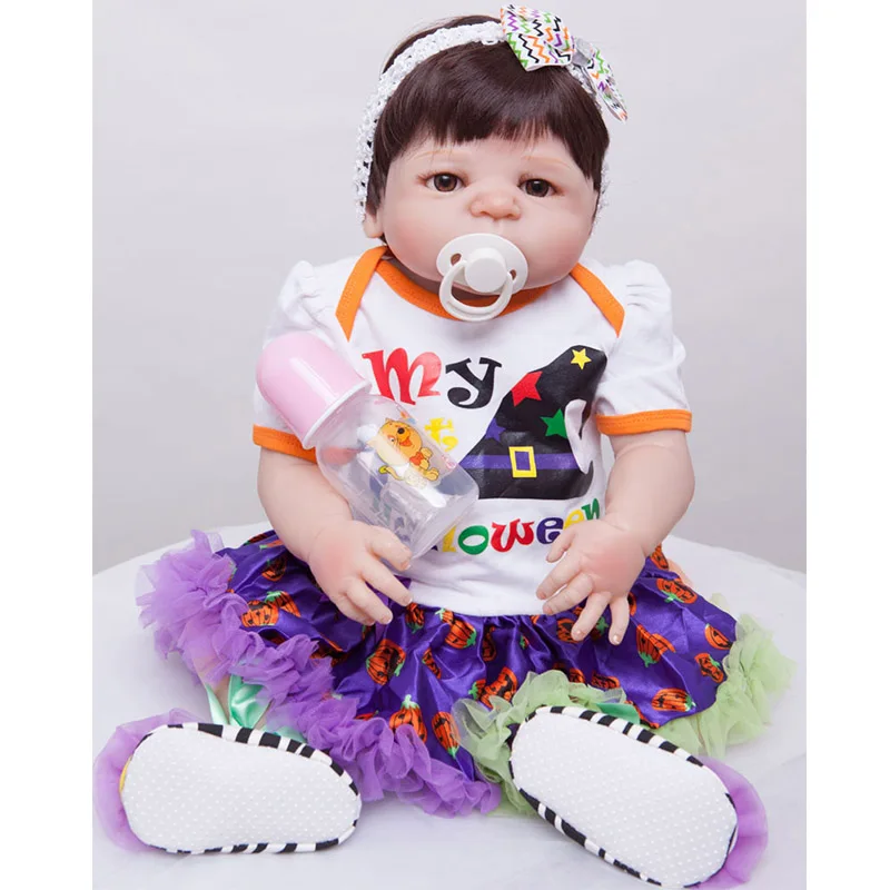 

Полностью силиконовая кукла-реборн 55 см, Реалистичная кукла-младенец, 22 дюйма, новорожденная принцесса, младенец, живая кукла с соской, кукл...