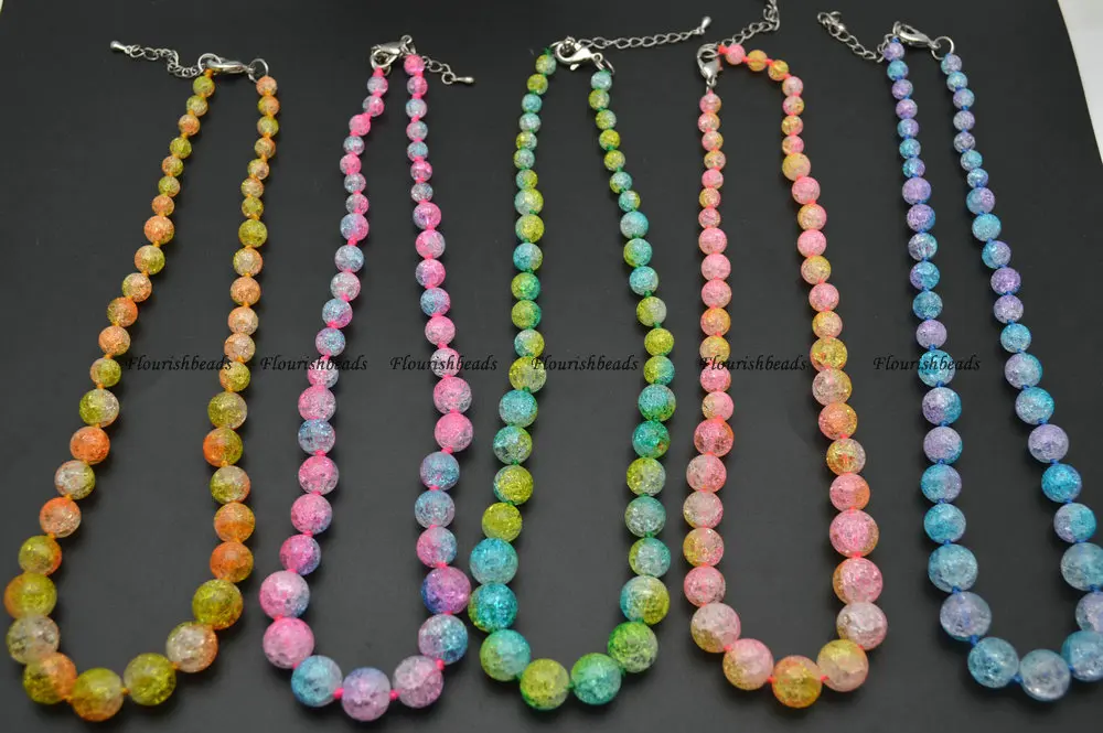 

Yellow Color Crack Crystal Quartz Graduated Round Beads Necklace Fashion Woman Jewelry