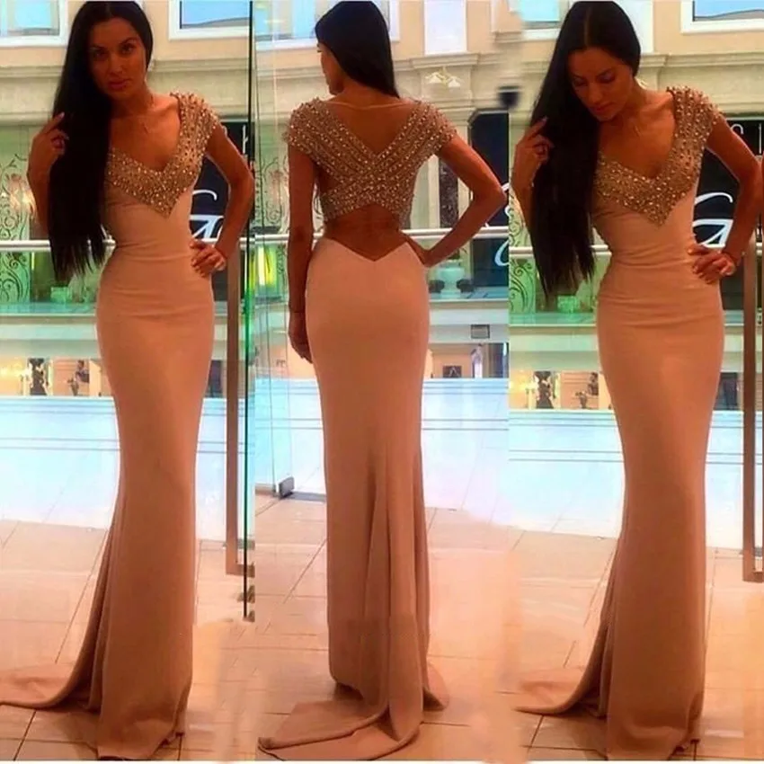 Элегантное Длинное Вечернее Платье Русалочки цвета шампанского 2017 сексуальное