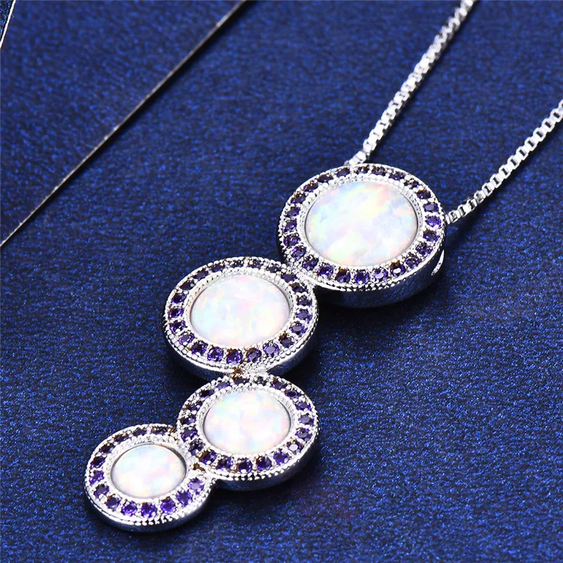 Женское ожерелье из серебра 925 пробы с фиолетовым кубическим цирконием |