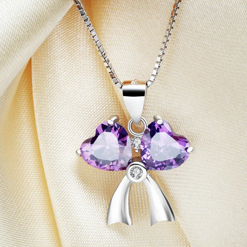 925 sterling silver zircon butterfly pendant choker pendants for women femme mujer charms pendentif jewelry bijoux 2018 | Украшения и