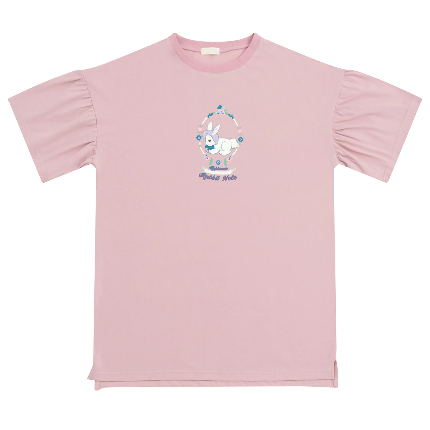 Футболка женская хлопковая средней длины милая рубашка розового цвета в стиле